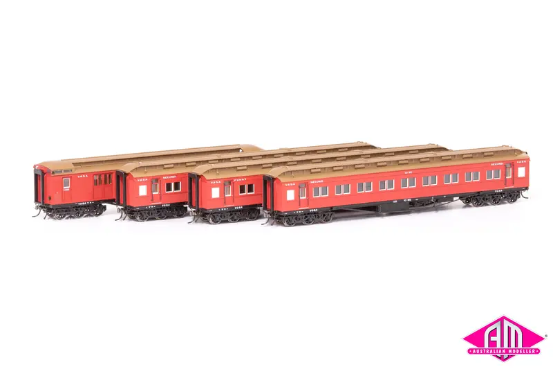 E Passenger Car V&Sa, Carriage Red - 4 Car Set Vps-39 1