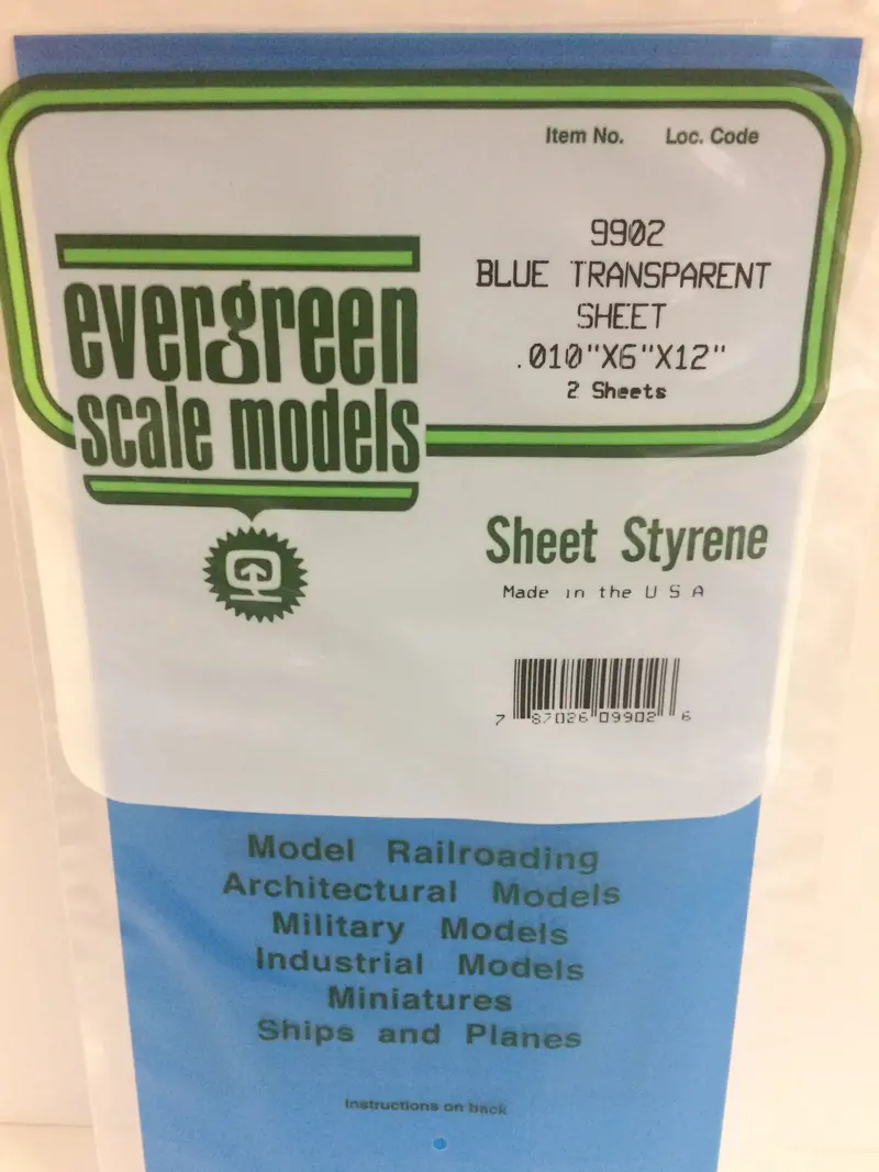 Evergreen - Eg9902 - Polystyrene Sheet - Transparent Blue - 0.010" - 2Pc 1