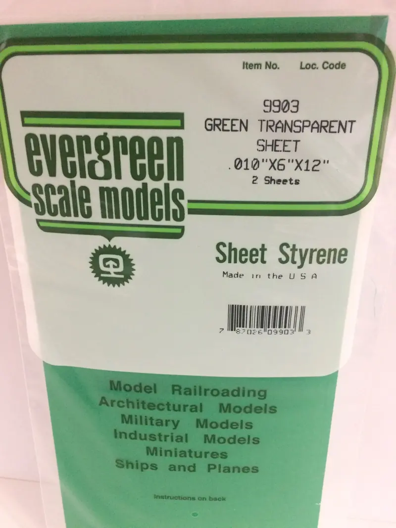 Evergreen - Eg9903 - Polystyrene Sheet - Transparent Green - 0.010" - 2Pc 1
