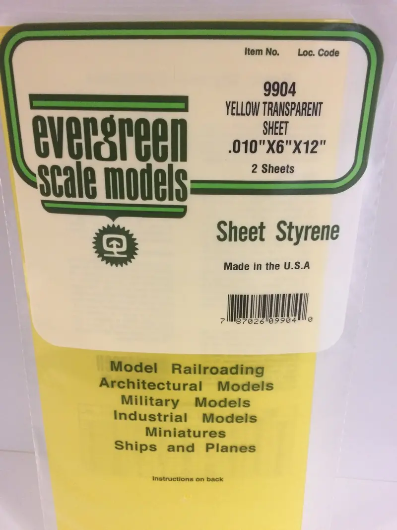 Evergreen - Eg9904 - Polystyrene Sheet - Transparent Yellow - 0.010" - 2Pc 1
