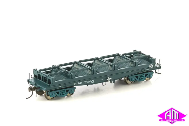 Fishbelly Underframe Wagon, Ncx Coil Steel Wagon, Ptc Blue Without Tarp Hoops - 4 Car Pack Nsw-22 1