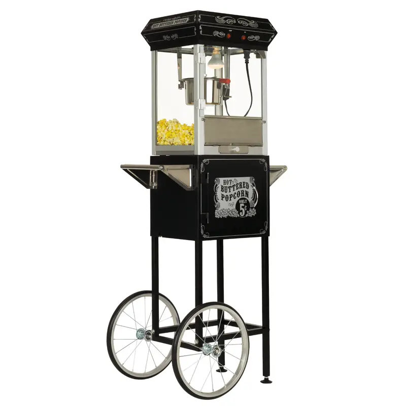 Funtime Ft454cb 4Oz Black Popcorn Popper Machine Maker Cart Vintage Style 1