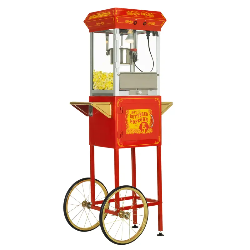 Funtime Ft454cr 4Oz Red Popcorn Popper Machine Maker Cart Vintage Style 1