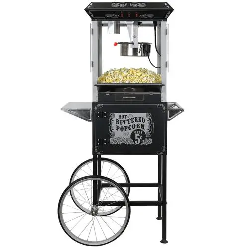 Funtime Ft860cb 8Oz Premium Black Popcorn Popper Machine Maker Cart Vintage 1