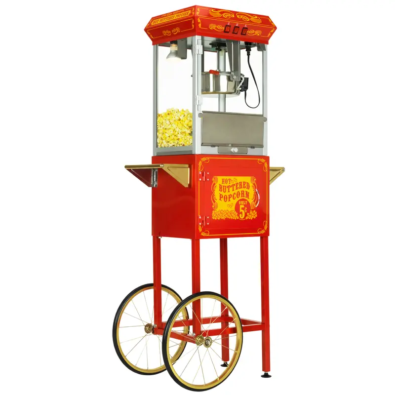 Funtime Ft862cr 8Oz Red Popcorn Popper Machine Maker Cart Vintage Style 1