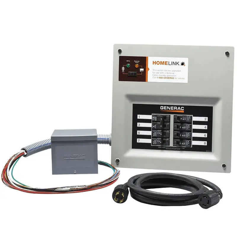 Generac 6853 30-Amp 6 - 8-Circuit Homelink Indoor Manual Transfer Switch Kit 1