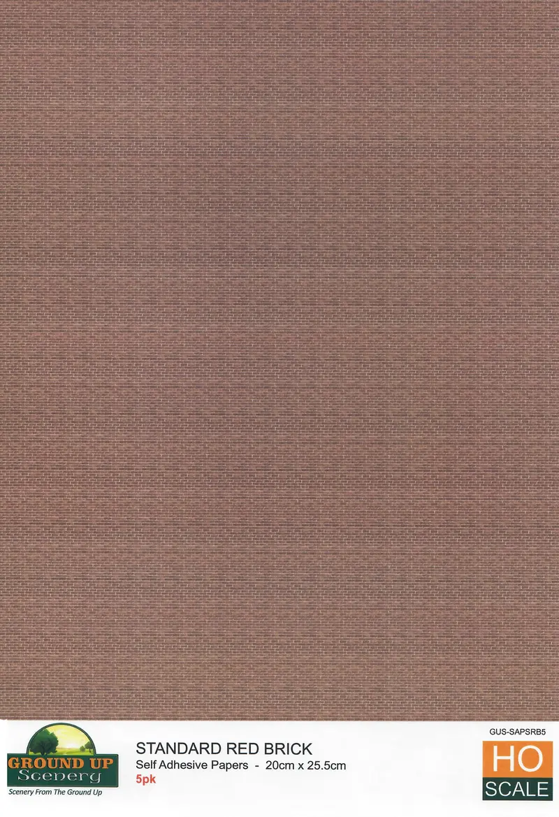 Ground Up - Self Adhesive Paper - Standard Brick Red - 5Pc (Ho Scale) 1