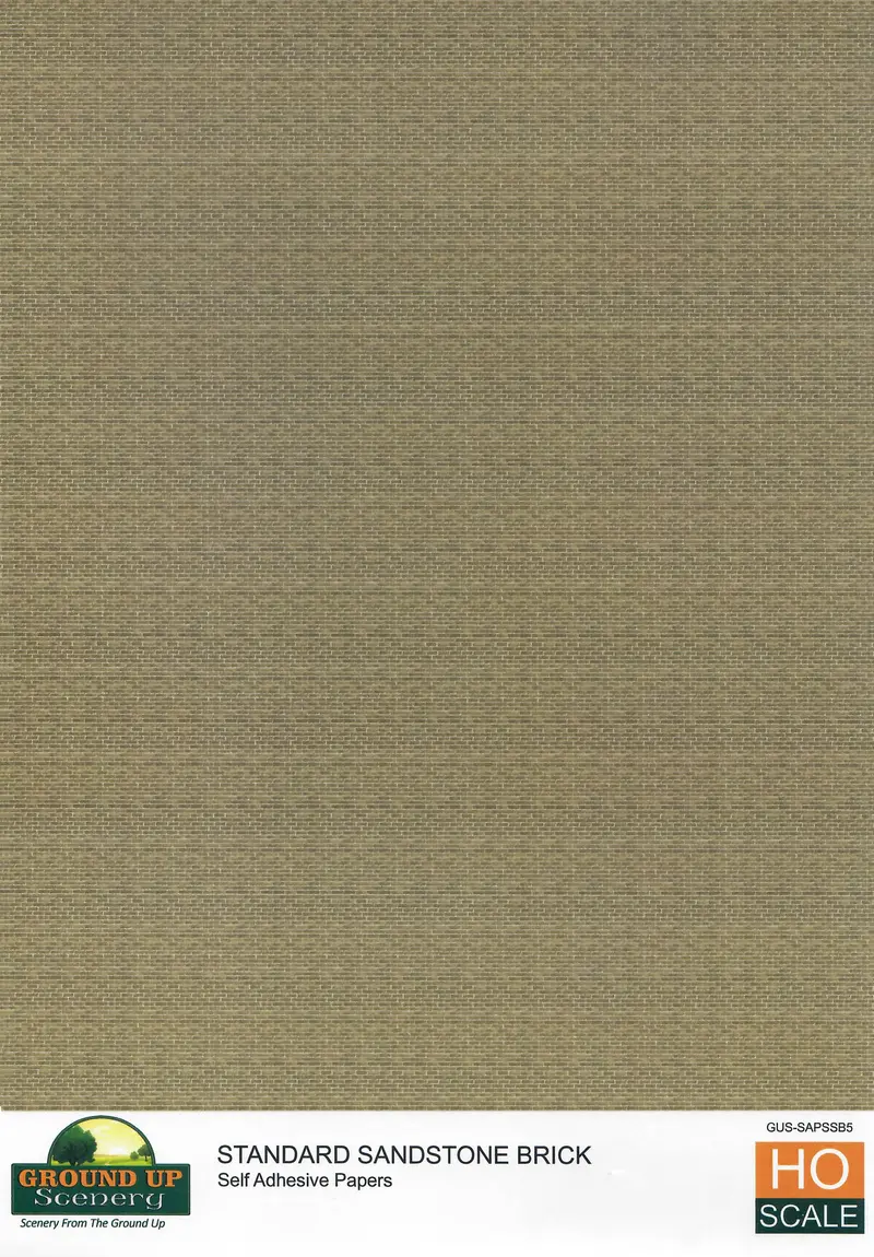 Ground Up - Self Adhesive Paper - Standard Brick Sandstone - 5Pc (Ho Scale) 1