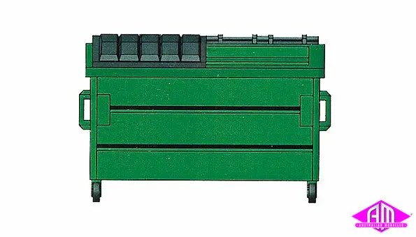 Hi-8002 - Trash Dumpsters - Green /3 (Ho Scale) 1