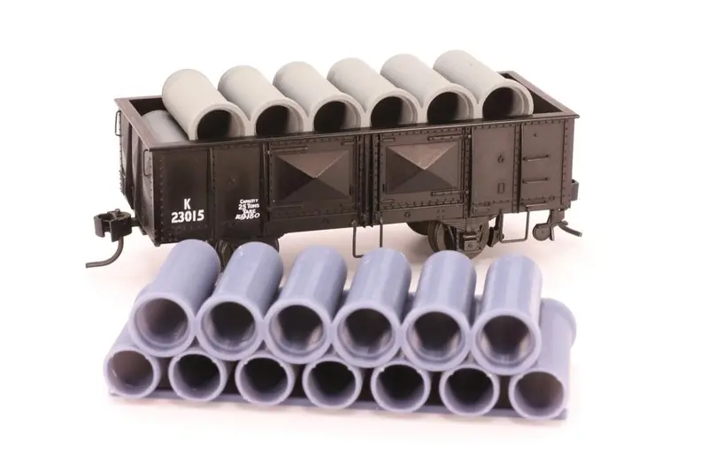 If-Wgl027 - Cast Concrete 22'0" Small Short Pipe Load (Ho Scale) 1