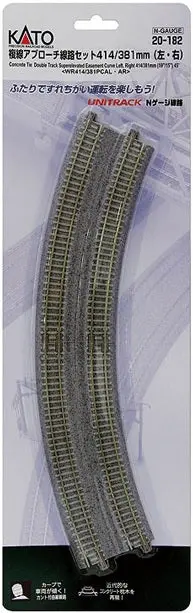 Ka20-182 - Unitrack - Double Track - Superelevated Curve 414/381 - 22.5 Degree (N Scale) 1