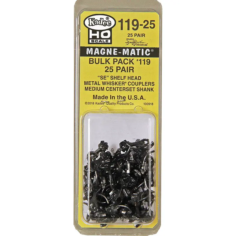Kd-119-25 - #119 Se Shelf Whisker Metal Coupler - Medium (9/32") Centerset Shank 25 Pack (Ho Scale) 1