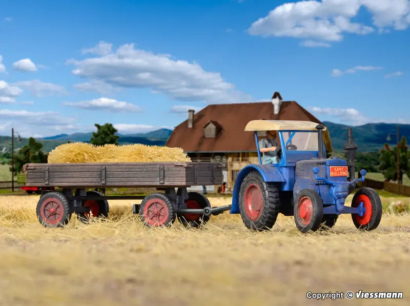 Kibri - 12232 - Lanz Tractor With Rubber-Tyred Trailer Kit (Ho Scale) 1