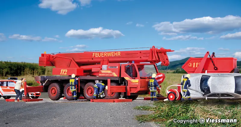 Kibri - 13041 - Fire Brigade Crane Truck Liebherr Ltm 1050/4 Kit (Ho Scale) 1
