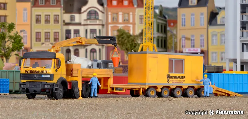 Kibri - 13578 - Mb Sk 4-Axle With Wiesbauer Low-Loader Trailer With Container Kit (Ho Scale) 1