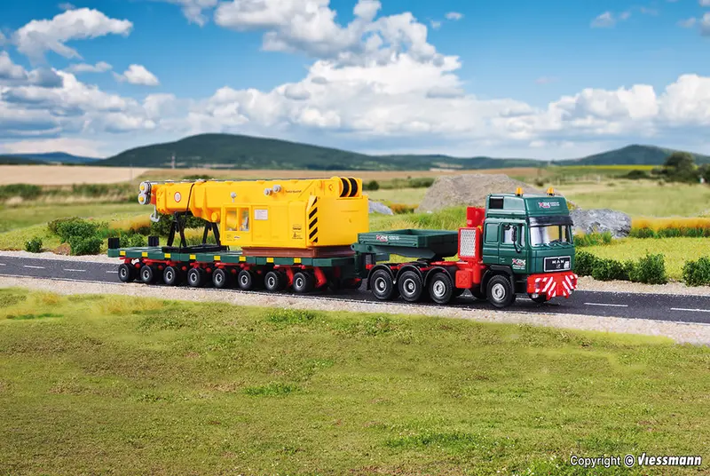 Kibri - 13600 - Man Sk With Scheuerle Platform Car And Rail Crane Superstructure Kit (Ho Scale) 1