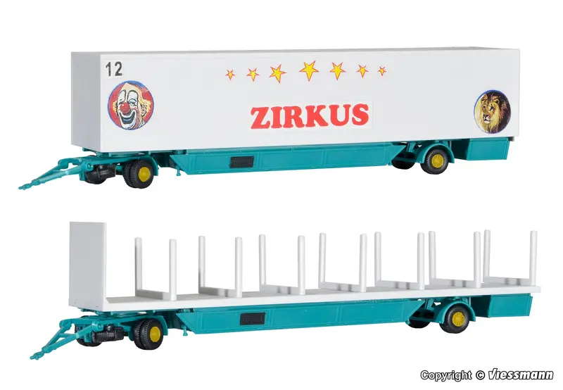 Kibri - 14658 - Circus Tent Poles And Box Body Trailer- 2Pc (Ho Scale) 2