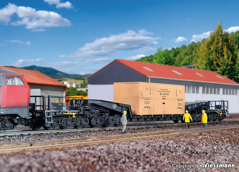Kibri - 16510 - Waggon Union Low-Loader Waggon Uaai 819 With Wooden Overseas Crate Kit (Ho Scale) 1