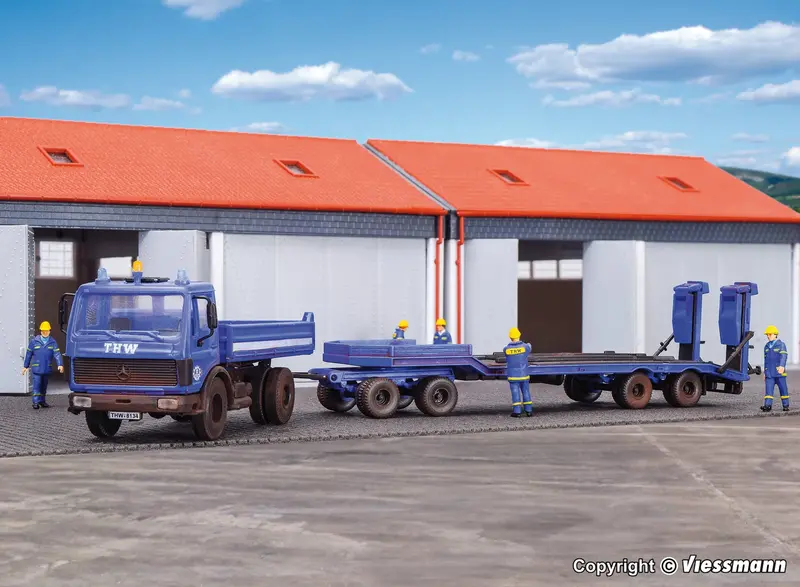 Kibri - 18458 - Thw Mb Tipper With Flat Bed Trailer Kit (Ho Scale) 1