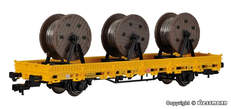 Kibri - 26269 - Low Side Car With 3 Cable Reels Gleisbau - Finished Model (Ho Scale) 1