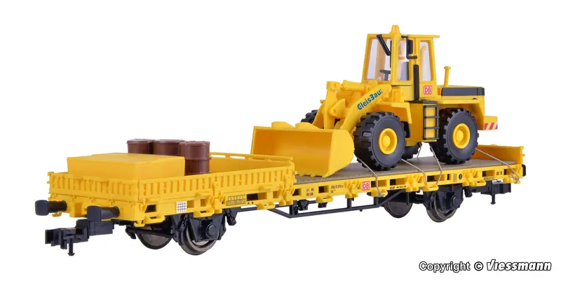 Kibri - 26274 - Low Side Car With Wheel Loader Gleisbau And Cargo - Finished Model (Ho Scale) 1