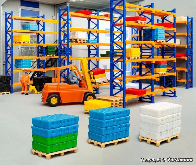 Kibri - 38613 - Deco Set Pallet Shelving System - 4Pc (Ho Scale) 1