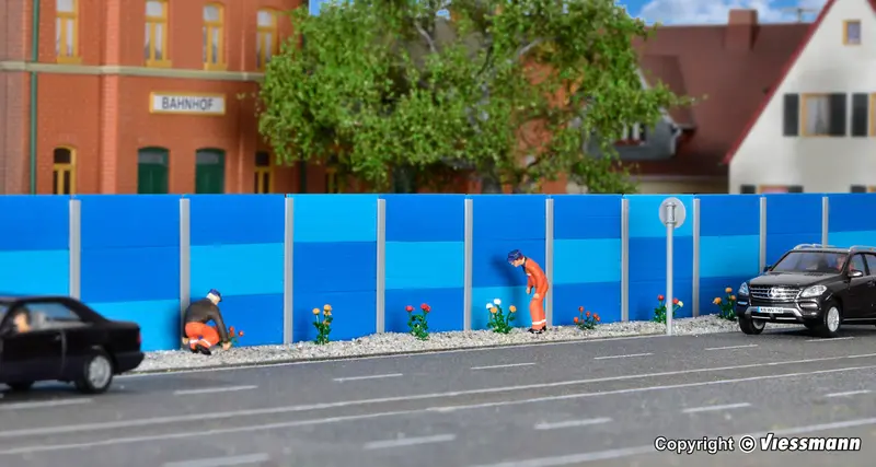 Kibri - 38623 - Noise Barrier Kit - Blue (Ho Scale) 1