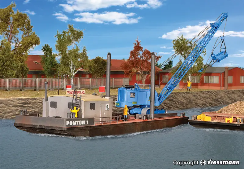 Kibri - 39156 - Working Pontoon Kit With Menck Excavator M154 Lc (Ho Scale) 1