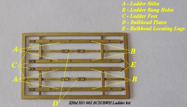 Krm-Ho002 - Bwh/Bch Etched Brass Ladder Kit For Arkits Wheat Hopper (Ho Scale) 1