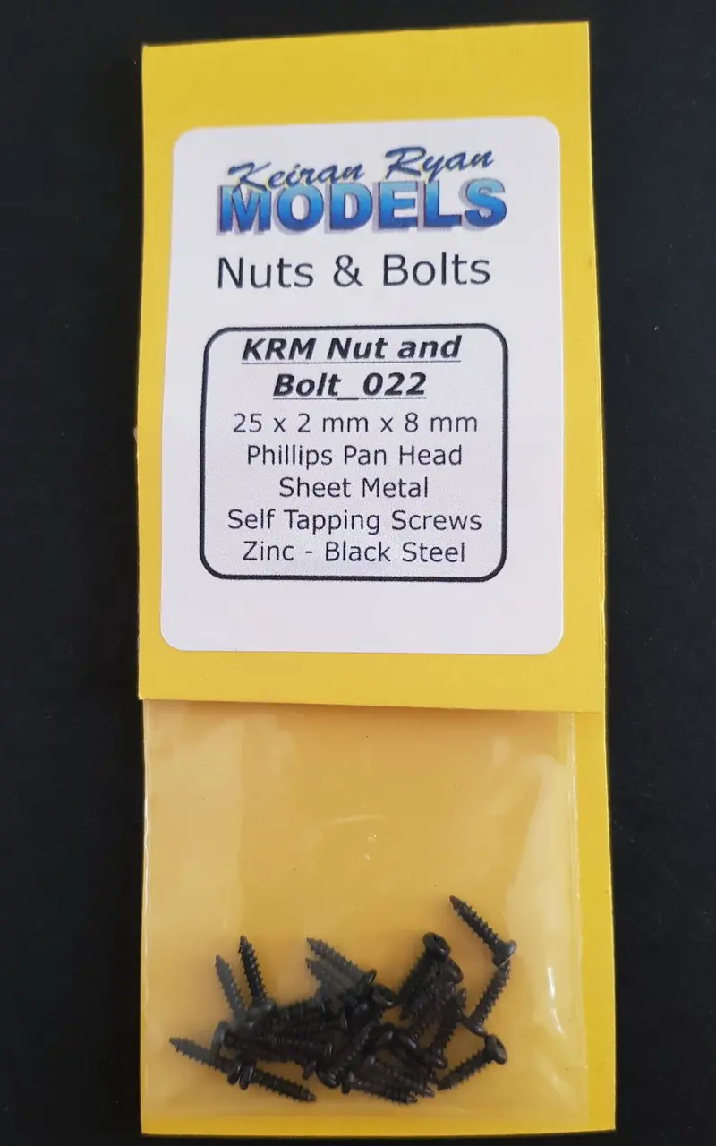 Krm-Nb022 - Phillips Pan Head Sheet Metal Self Tapping Screws - 25Pc (2Mm X 8Mm) 1