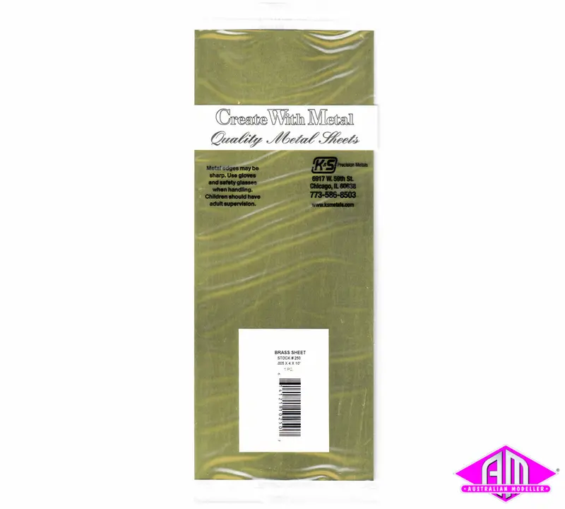 K&S - #250 - Brass Sheet - 0.005 X 4" X 10" (0.127 X 102 X 254Mm) 1Pc 1