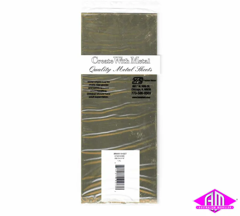 K&S - #253 - Brass Sheet - 0.032 X 4" X 10" (0.813 X 102 X 254Mm) 1Pc 1