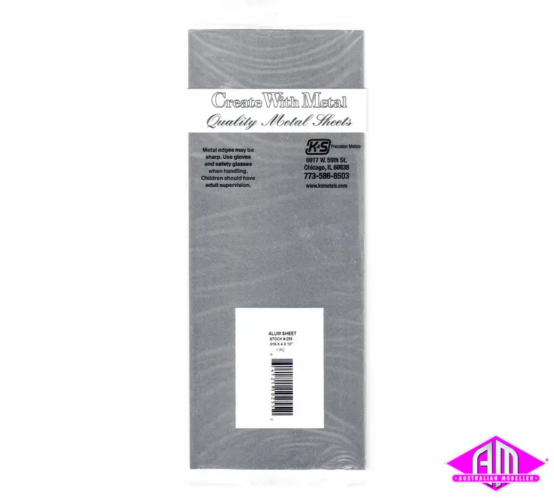 K&S - #255 - Aluminium Sheet - 0.016 X 4" X 10" (0.406 X 102 X 254Mm) 1Pc 1