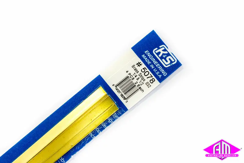K&S - #5078 - Brass Strips - 0.032Mm, 1/4 & 1/2 (4Pc) 1