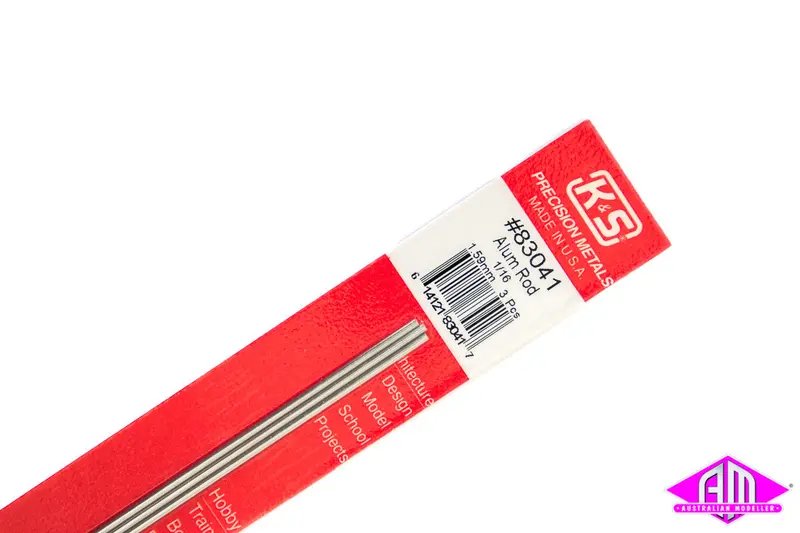K&S - #83041 - Aluminium Rod - Round - 1/16" (3Pc) 1