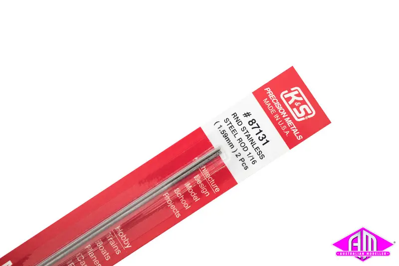 K&S - #87131 - Stainless Steel Rod - Round - 1/16" 1.59Mm (2Pc) 1