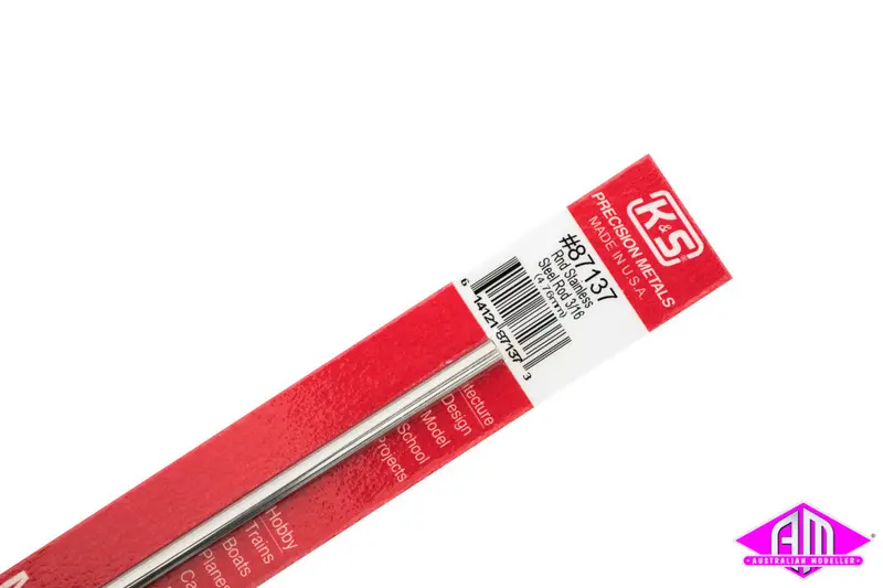 K&S - #87137 - Stainless Steel Rod - Round - 3/16" 4.76Mm (1Pc) 1