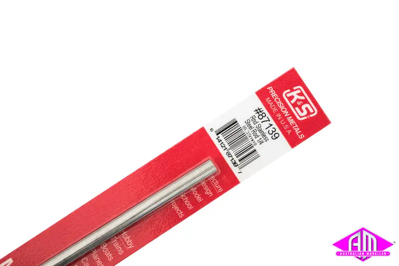 K&S - #87139 - Stainless Steel Rod - Round - 1/4" 6.35Mm (1Pc) 1