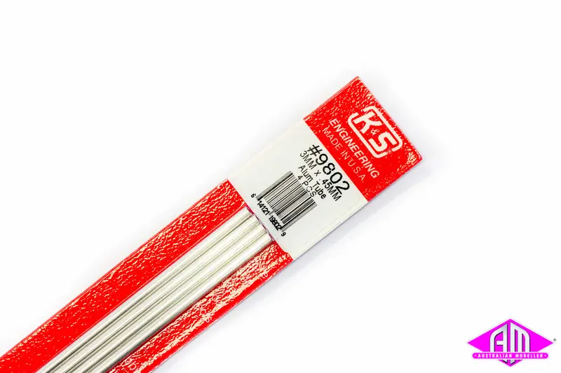 K&S - #9802 - Aluminium Tube - Round - 3Mm X 0.45Mm (4Pc) 1