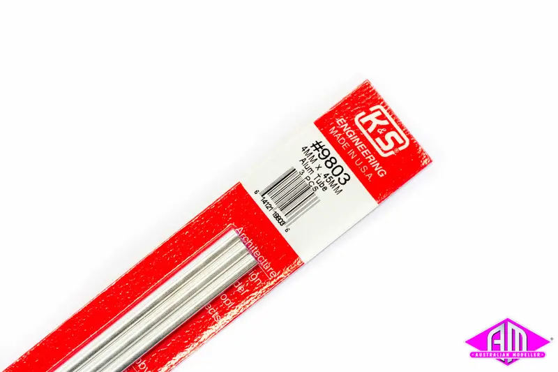 K&S - #9803 - Aluminium Tube - Round - 4Mm X 0.45Mm (3Pc) 1
