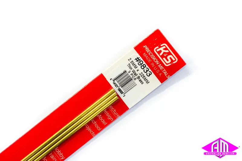 K&S - #9833 - Brass Tube - Round - Thin Wall - 2.5Mm X 0.225Mm (3Pc) 1