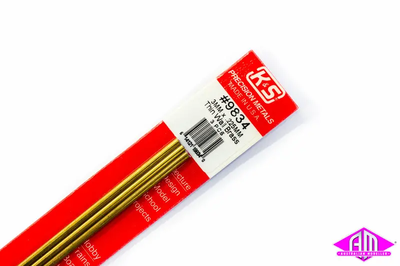 K&S - #9834 - Brass Tube - Round - Thin Wall - 3Mm X 0.225Mm (3Pc) 1