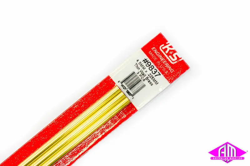K&S - #9837 - Brass Tube - Round - Thin Wall - 4.5Mm X 0.225Mm (3Pc) 1