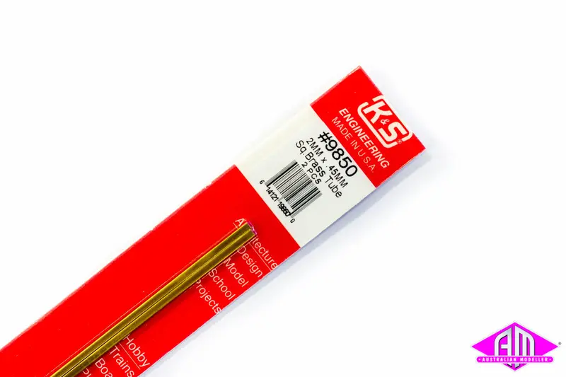 K&S - #9850 - Brass Tube - Square - 2Mm X 0.45Mm (2Pc) 1