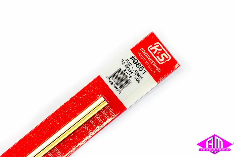 K&S - #9851 - Brass Tube - Square - 3Mm X 0.45Mm (2Pc) 1