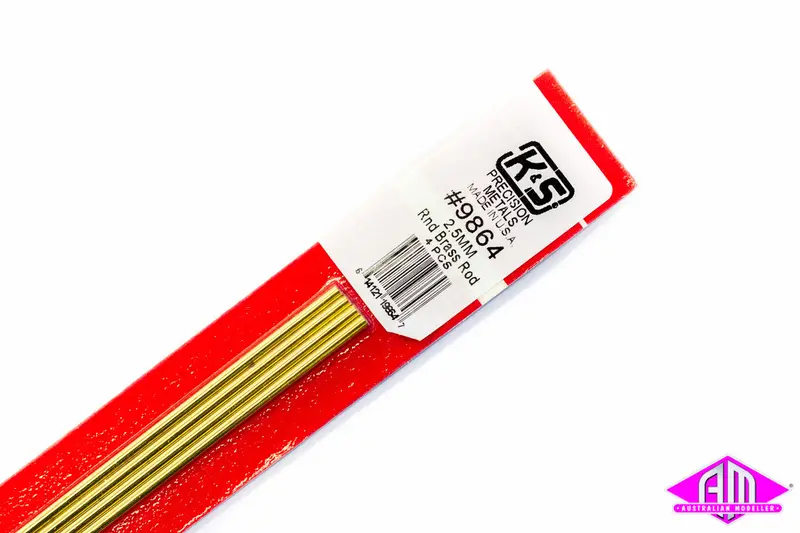 K&S - #9864 - Brass Rod - Round - 2.5Mm (4Pc) 1