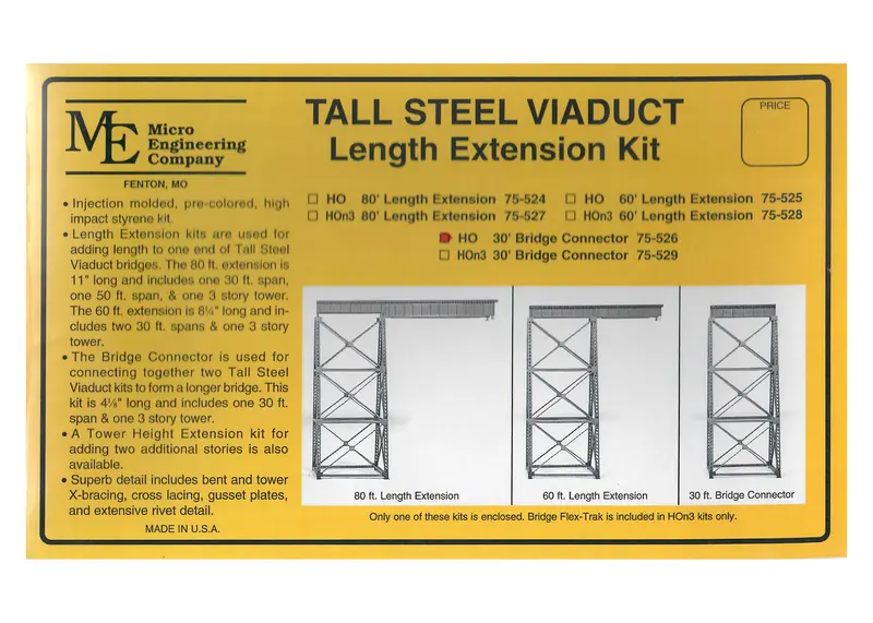 Micro Engineering - 75-526 - Tall Steel Viaduct - Extension Kit - 30' Bridge Connector (Ho Scale) 1