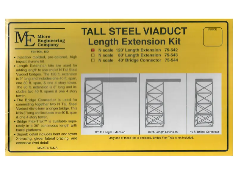 Micro Engineering - 75-542 - Tall Steel Viaduct - Extension Kit - 120’ (N Scale) 1