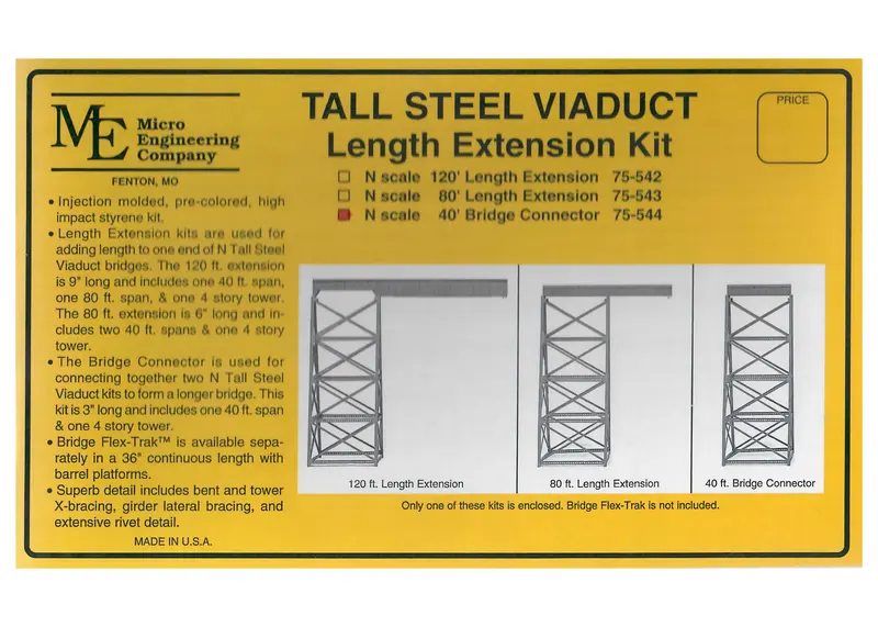 Micro Engineering - 75-544 - Tall Steel Viaduct Extension Kit - 40’ Bridge Connector (N Scale) 1