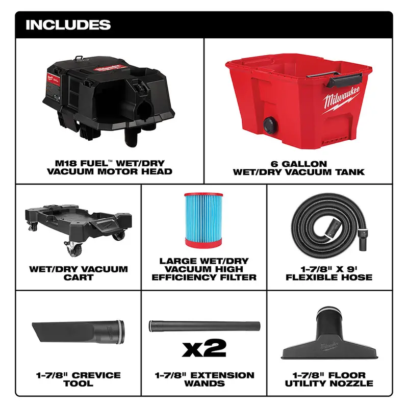Milwaukee 0910-20 M18 Fuel 6 Gallon Wet/Dry Vacuum - Bare Tool 2